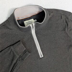 The Normal Brand Sweater Mens XL Gray 1/4 Zip Pullover Mock Neck Stretch
